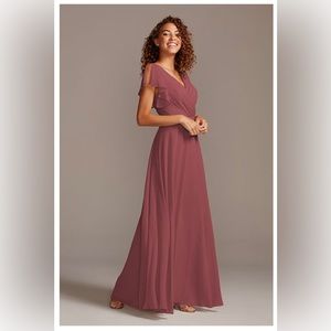 Bridesmaid dress w/flutter sleeve full skirt